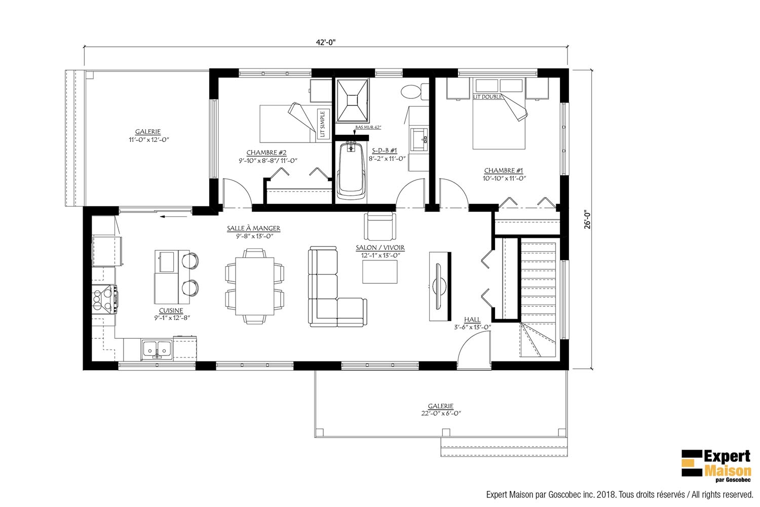 Maison plain-pied préfabriquée (Modèle Maison usinée plain-pied : 819 ...