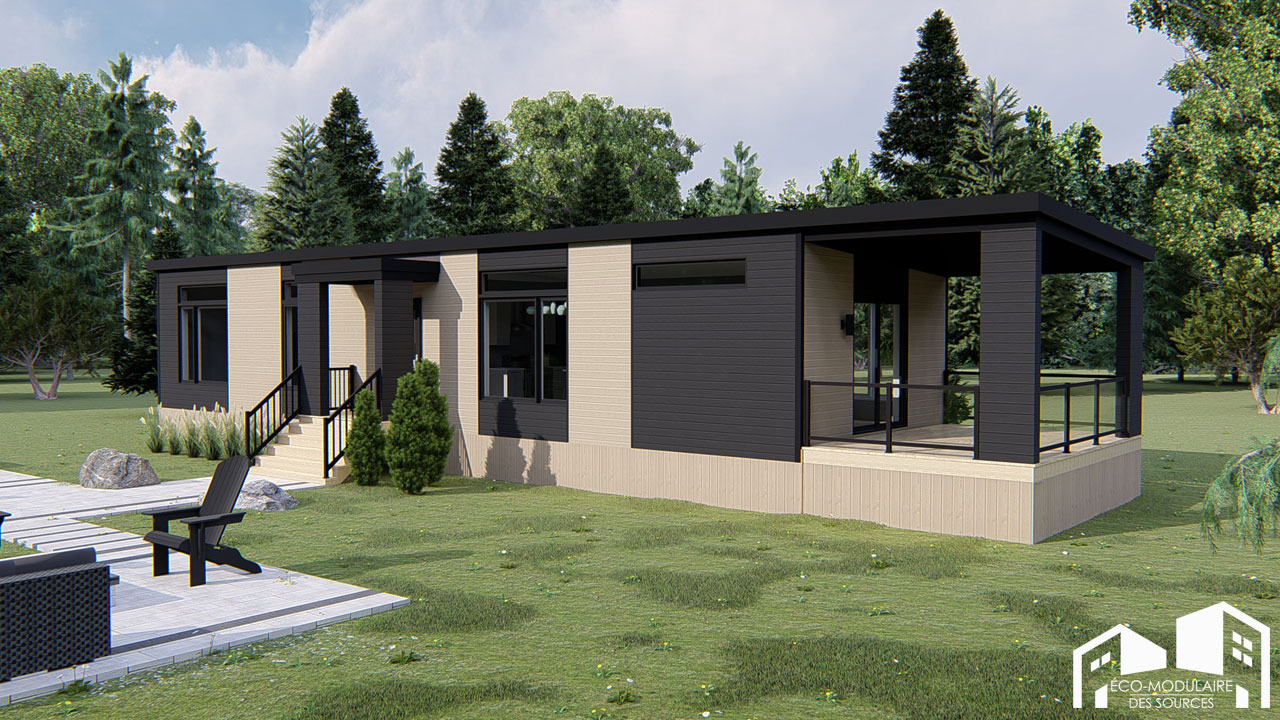 Maison unimodulaire préfabriquée (Modèle PINE 2 CHAMBRES) - Action Maisons